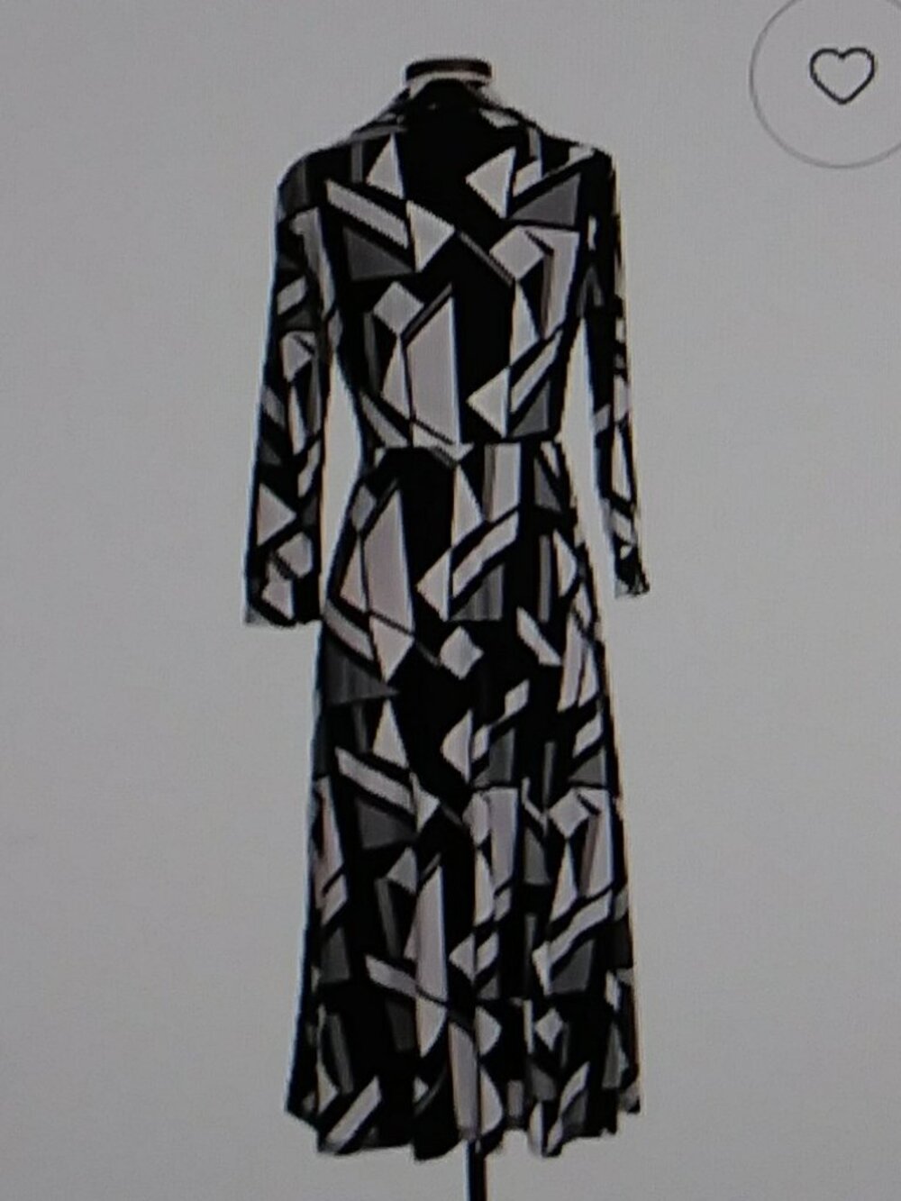 Anne Klein Monochrome Abstract Long Sleeve Wrap Dress